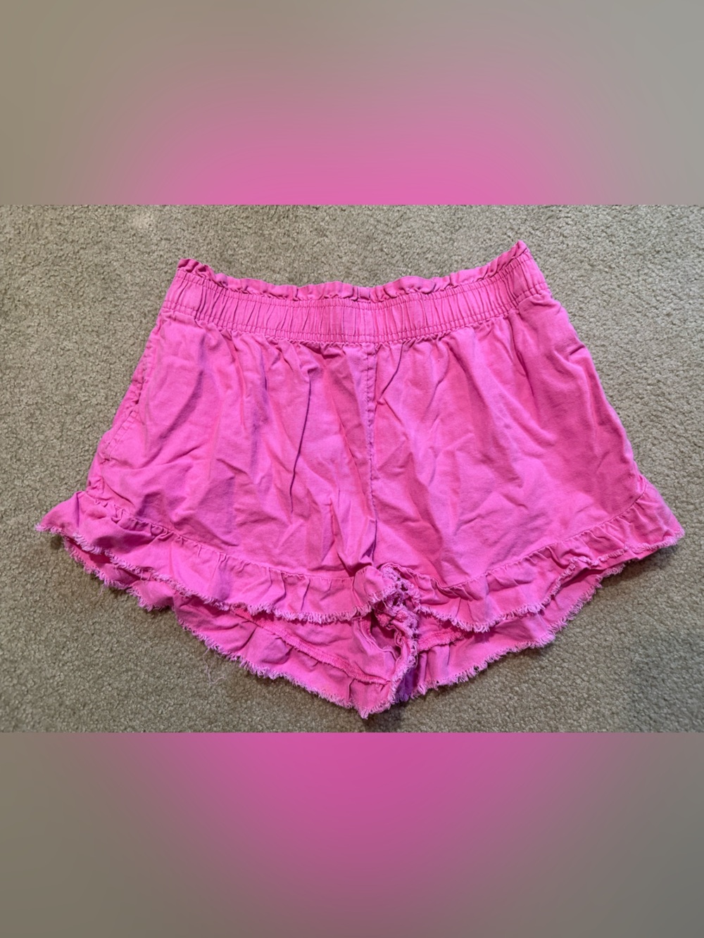 aerie Pink Ruffle Elastic Waist Shorts